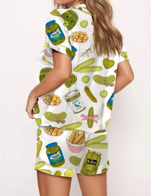 Trendy Watercolor Bows Pajama Set For Women, Print Comfy Satin Sleepwear & Loungewear Pjs - Image 2