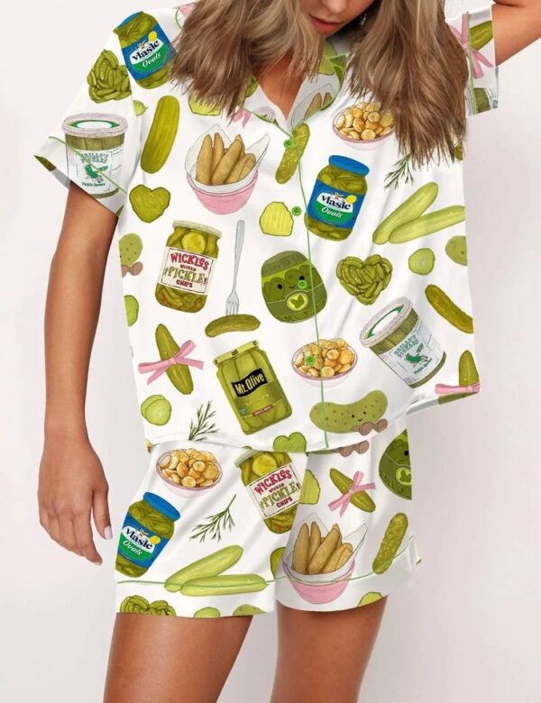Trendy Watercolor Bows Pajama Set For Women, Print Comfy Satin Sleepwear & Loungewear Pjs - Image 3