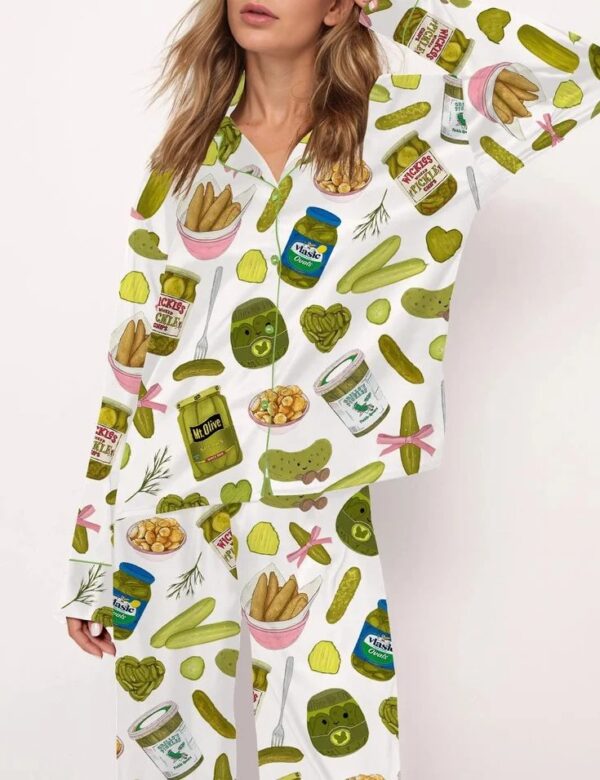 Trendy Watercolor Bows Pajama Set For Women, Print Comfy Satin Sleepwear & Loungewear Pjs - Image 4