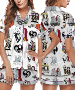 Halloween Jack And Sally Pajamas Set, Jack Skellington Holiday Pajamas