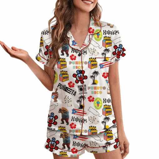 Puerto Rico Satin Pajama Set For Women - Image 5
