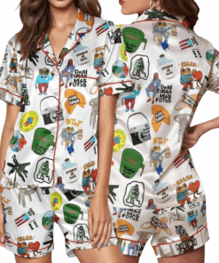 Bunny DTMF Satin Pajama Set for Women – Funny Graphic Print Satin Sleepwear