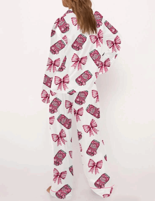 Pink Coquette Pepper Drink Satin Pajama Set For Women - Image 7