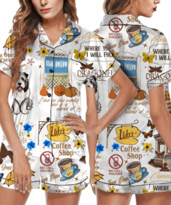 Stars Hollow Satin Pajama Set For Women, Gilmore Girls Pajama Set