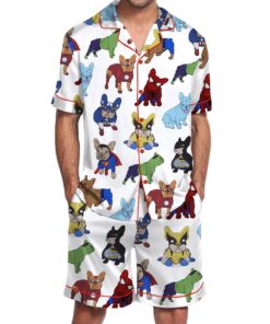 French Bulldog Superhero Men's Satin Pajama Set