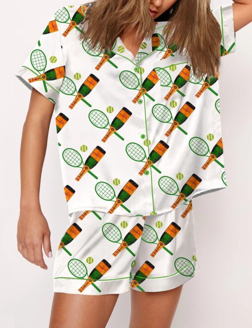 Bottles And Tennis Satin Pajama Set - Image 3