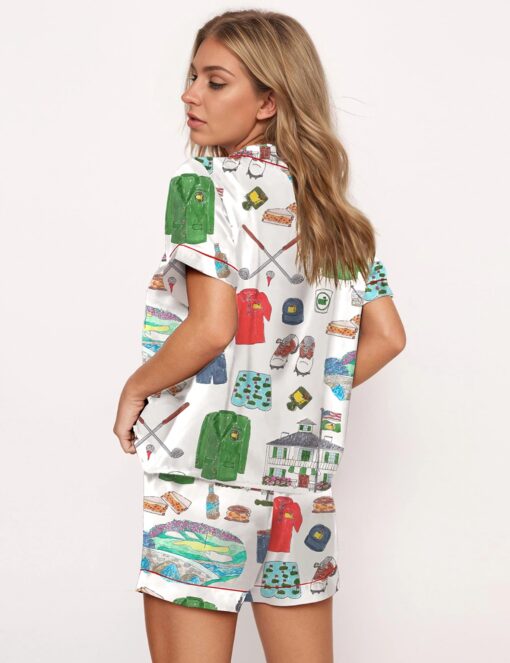 Sports Life Diary Graphic Satin Pajama Set - Image 3