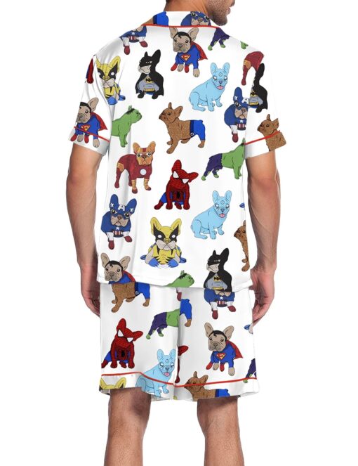French Bulldog Superhero Men's Satin Pajama Set - Image 4