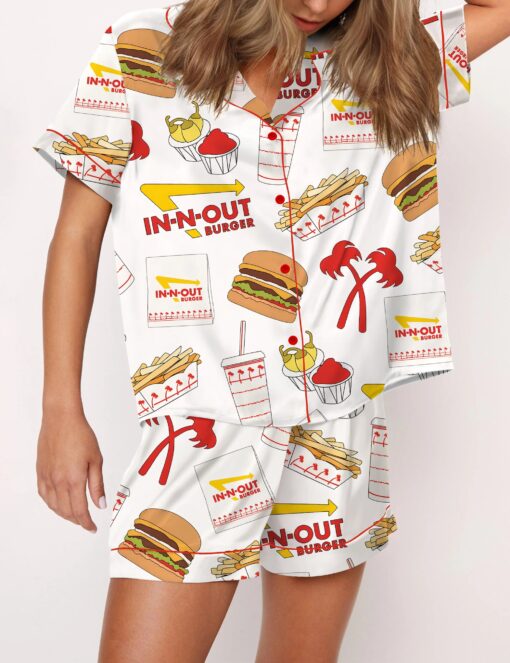 Burger Fast Food Satin Pajama Set For Women - Image 5