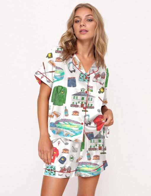 Sports Life Diary Graphic Satin Pajama Set