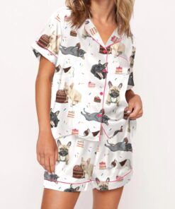 French Bulldog Party Satin Pajama Set