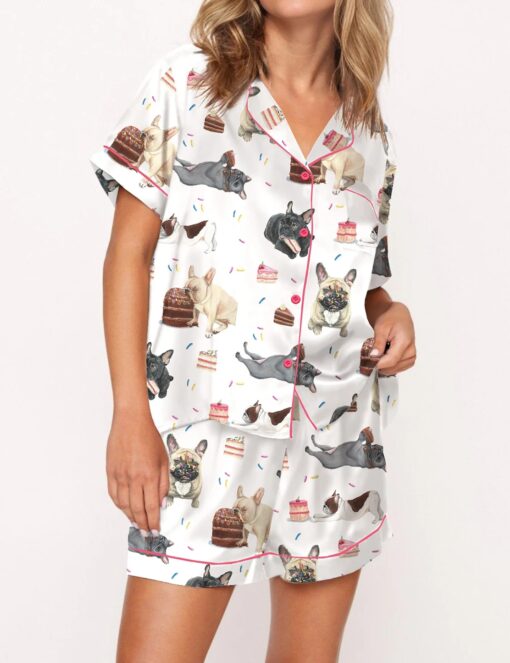 French Bulldog Party Satin Pajama Set
