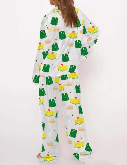 Green Coat Graphic Satin Pajama Set - Image 3