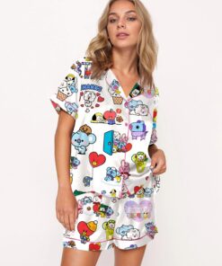 The Bangtan Boys Cute Satin Pajama Set