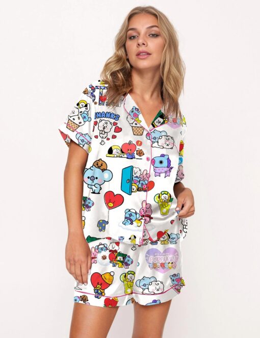 The Bangtan Boys Cute Satin Pajama Set