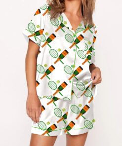 Bottles And Tennis Satin Pajama Set