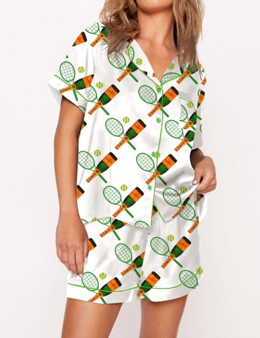 Bottles And Tennis Satin Pajama Set