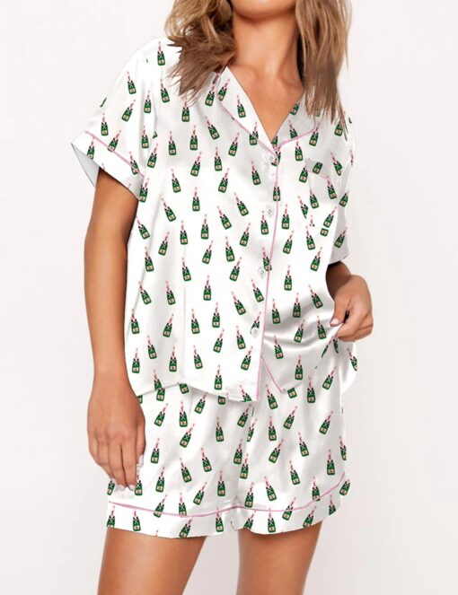 Champagne Satin Pajamas Set For Women - Image 5