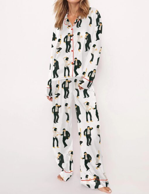 Pulp Fiction Dance Silky Satin Pajama Set For Women - Image 2