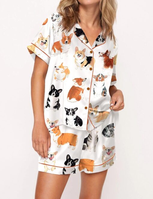 Corgi Print Satin Pajama Set For Women - Image 6