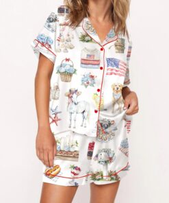 4th Of July Silky Satin Pajama Set For Women