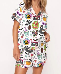 Summerween Halloween Spooky Silky Satin Pajama Set For Women