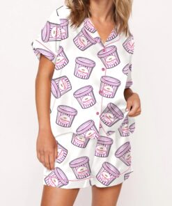 Moon Beam Ice Cream Silky Satin Pajama Set For Women