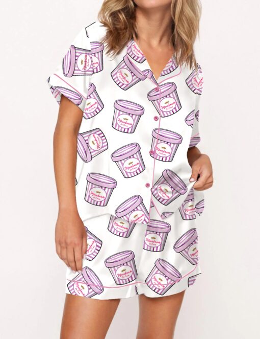 Moon Beam Ice Cream Silky Satin Pajama Set For Women