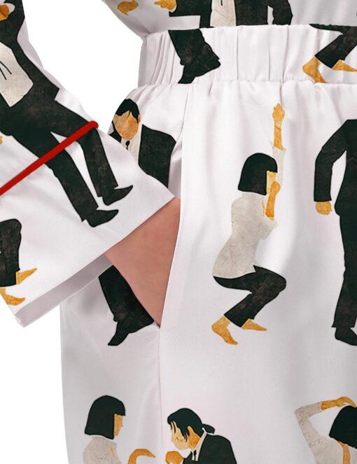 Pulp Fiction Dance Silky Satin Pajama Set For Women - Image 4