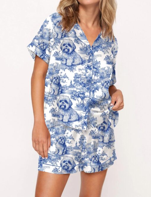 Shih Tzu Silky Satin Pajama Set For Women