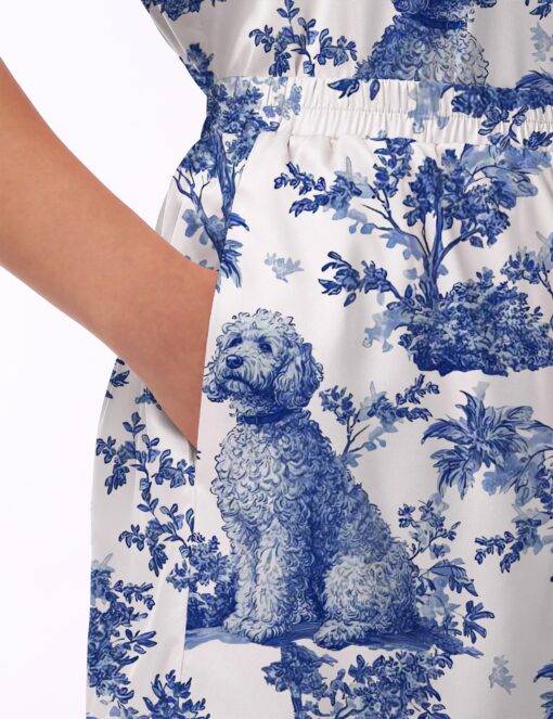 Chinoiserie Goldendoodle Silky Satin Pajama Set For Women - Image 5