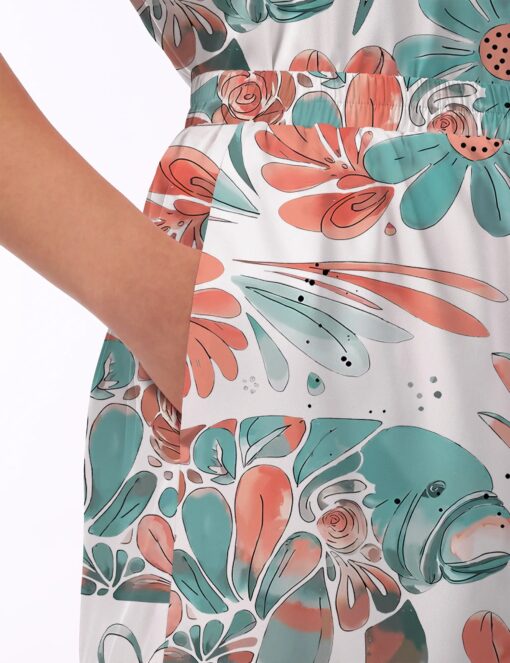 Boho Floral Manatee Silky Satin Pajama Set For Women - Image 5