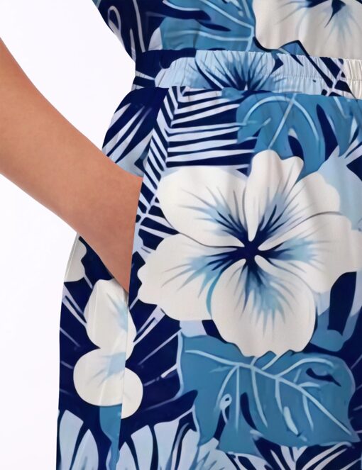 Hawaiian Floral Silky Satin Pajama Set For Women - Image 5