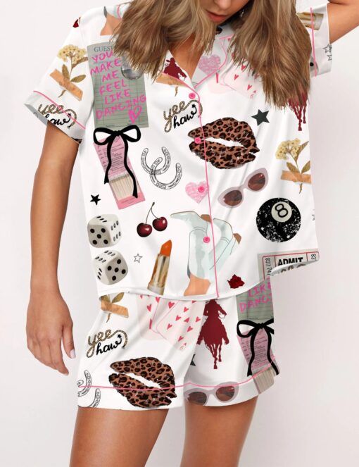 Western Cowgirl Glam Silky Satin Pajama Set For Women - Image 3