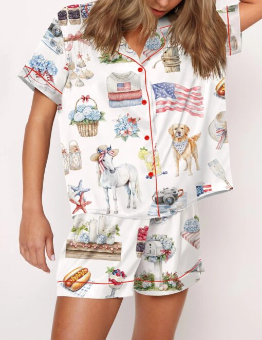 4th Of July Silky Satin Pajama Set For Women - Image 4