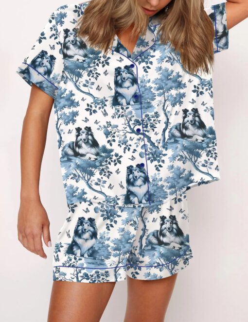 Shetland Sheepdog Mom Silky Satin Pajama Set For Women - Image 2