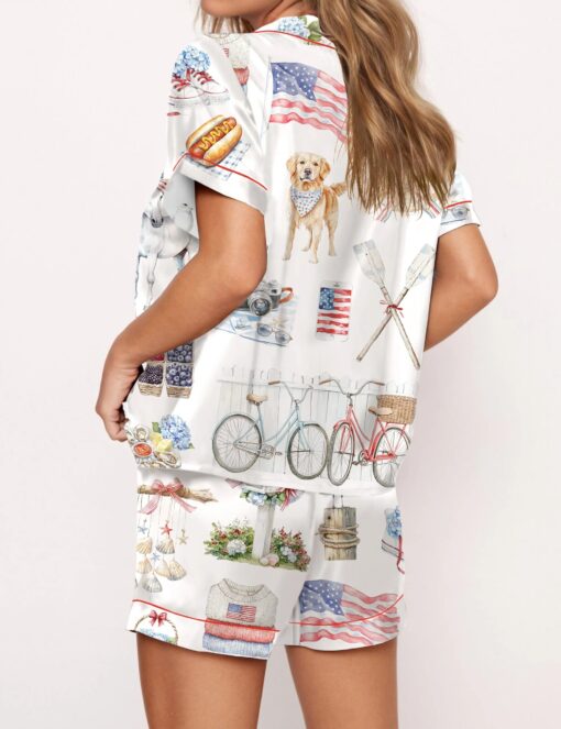 4th Of July Silky Satin Pajama Set For Women - Image 3