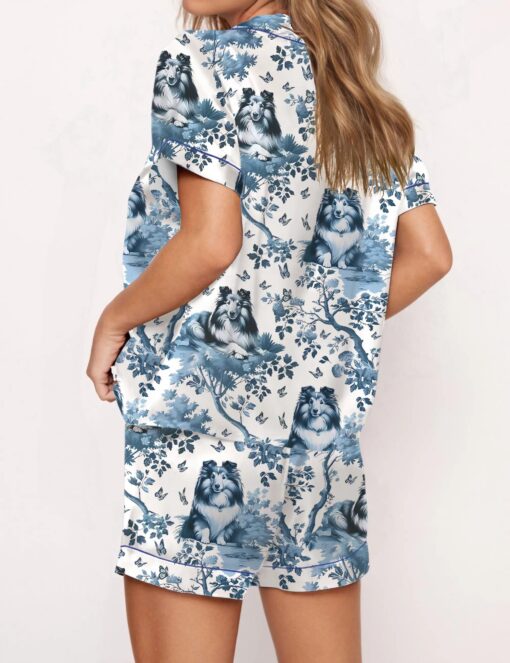 Shetland Sheepdog Mom Silky Satin Pajama Set For Women - Image 3