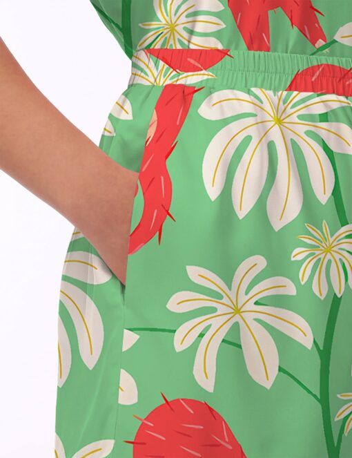 Sloth Floral Silky Satin Pajama Set For Women - Image 5