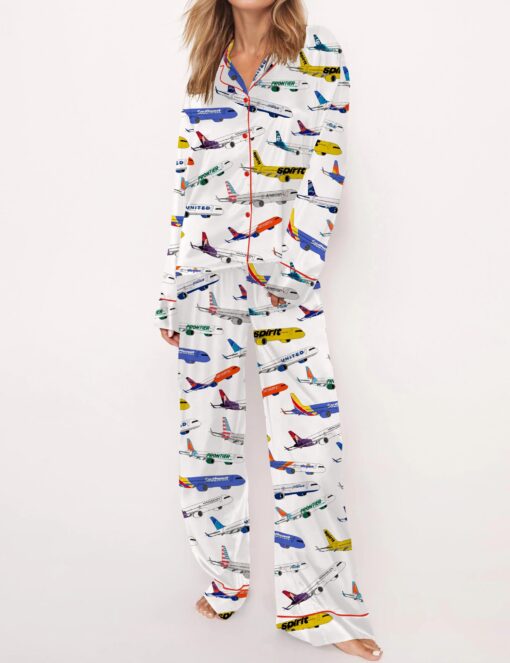 Airline Aircraft Satin Pajama Set For Women - Image 2