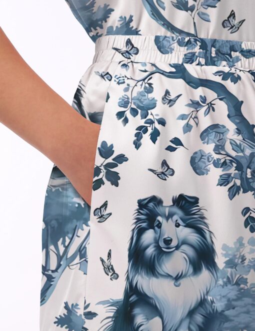 Shetland Sheepdog Mom Silky Satin Pajama Set For Women - Image 5