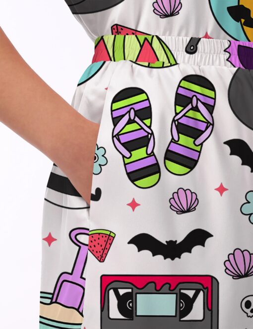 Summerween Halloween Spooky Silky Satin Pajama Set For Women - Image 5