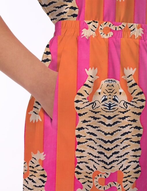 Tiger Print Silky Satin Pajama Set For Women - Image 4