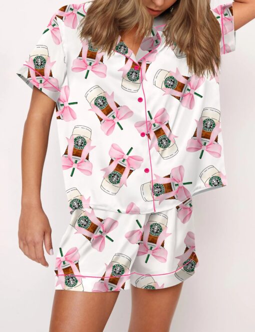 Coquette Coffee Satin Pajama Set For Women - Image 5
