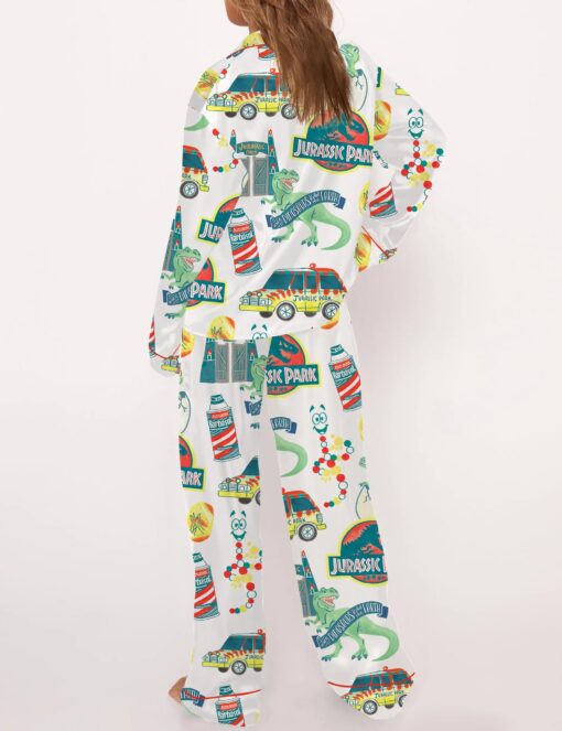 Jurassic Dinosaur Park Satin Pajama Set For Women - Image 5