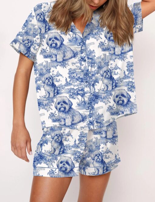 Shih Tzu Silky Satin Pajama Set For Women - Image 2