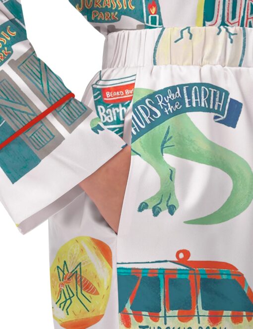 Jurassic Dinosaur Park Satin Pajama Set For Women - Image 6