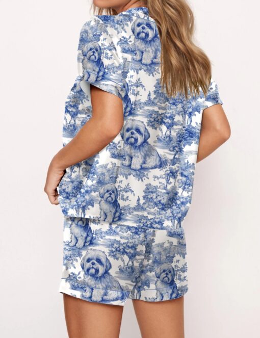 Shih Tzu Silky Satin Pajama Set For Women - Image 3