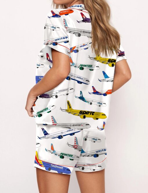 Airline Aircraft Satin Pajama Set For Women - Image 9