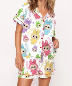 Trending Cute Monster Silky Satin Pajama Set For Women